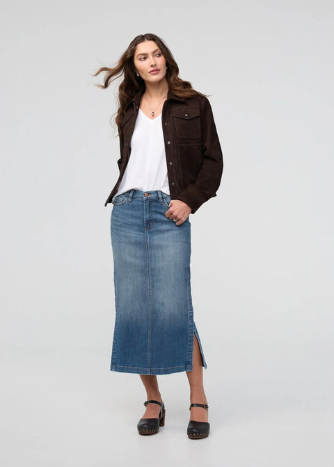 HEM denim slit skirt