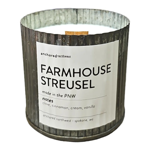 FARMHOUSE STREUSEL rustic tin candle