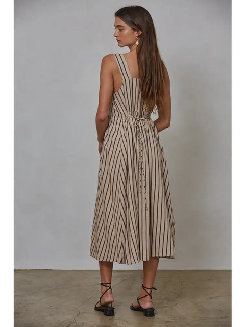 MEADOW STRIPE midi dress