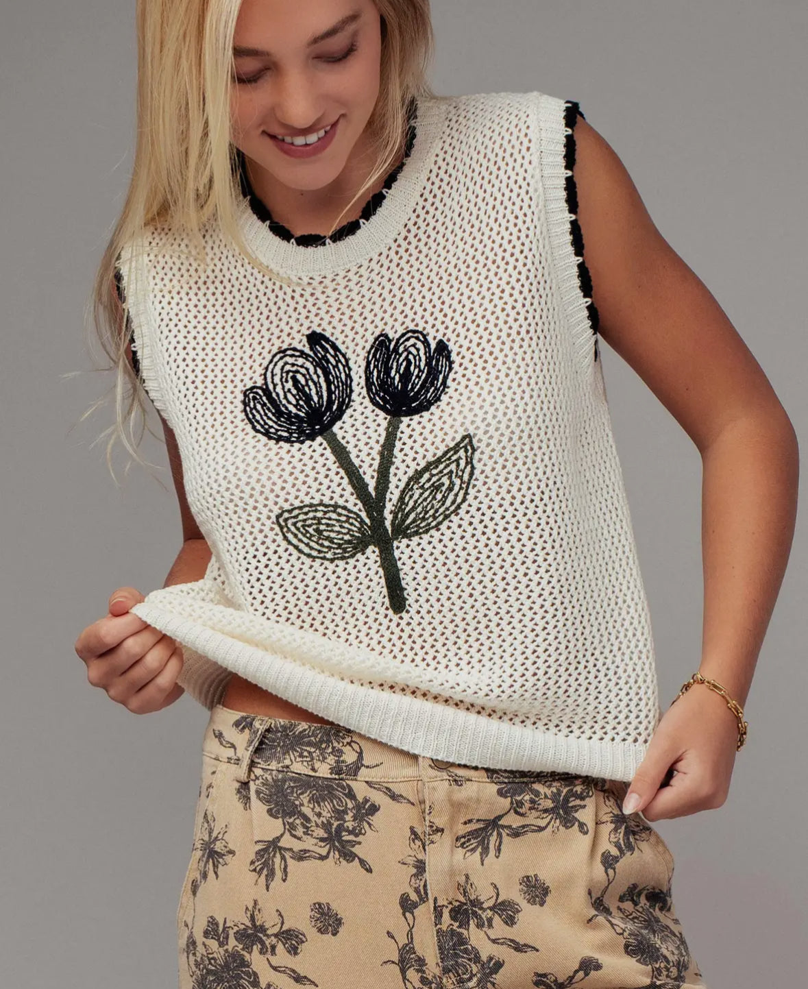 FALL FLORAL knit tank