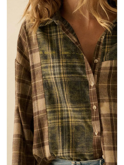 OAK STREET colorblock flannel