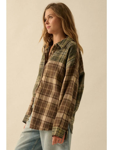 OAK STREET colorblock flannel