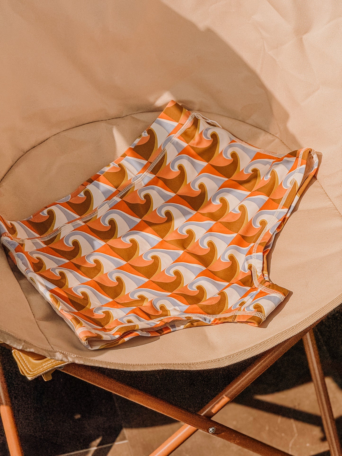 WAVE CHECK high waist bikini bottom