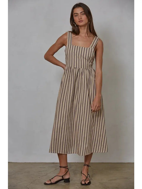 MEADOW STRIPE midi dress