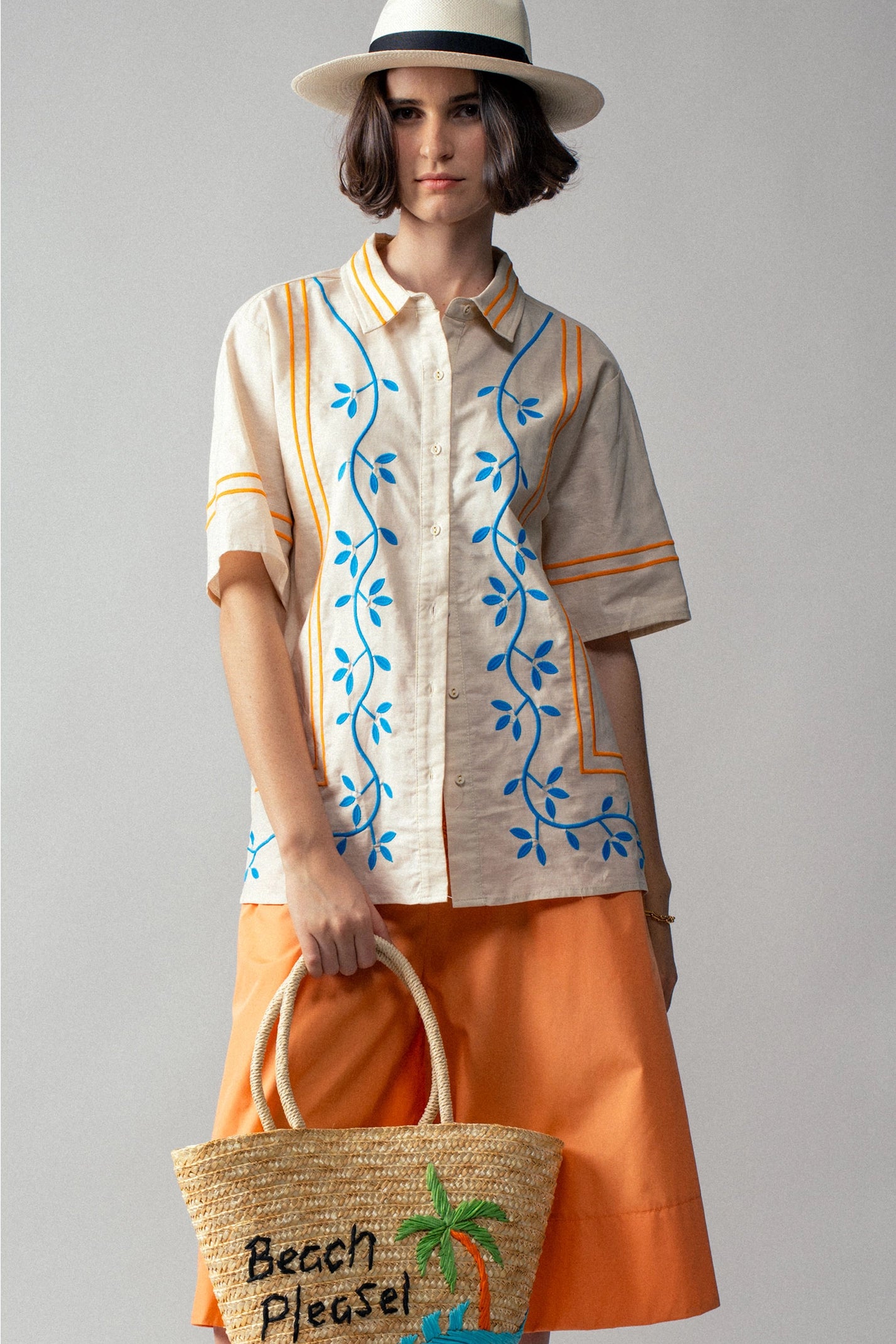 VINE embroidered button down