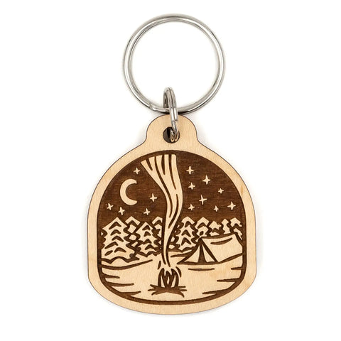 CAMPFIRE wood keychain
