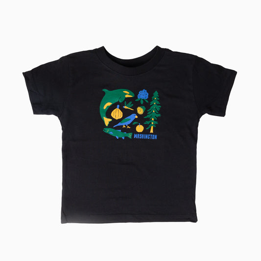 WA STATE SYMBOLS kids tee