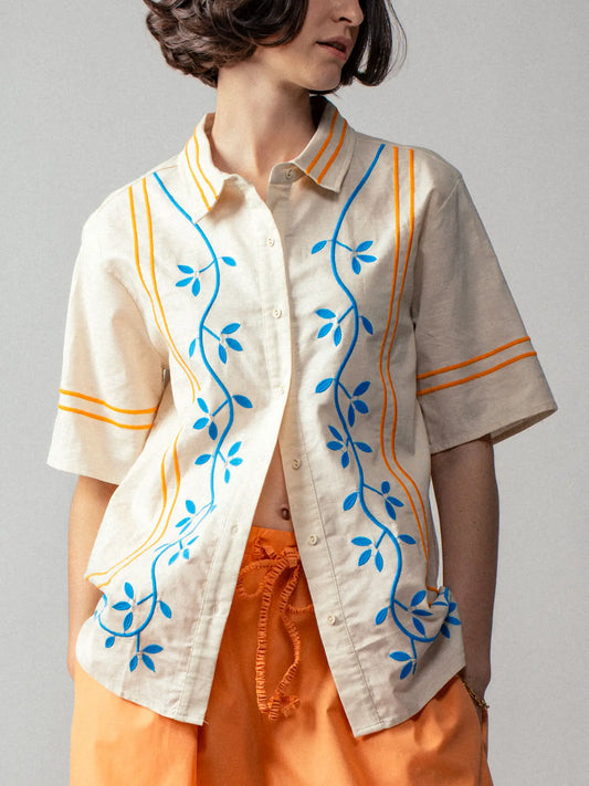 VINE embroidered button down