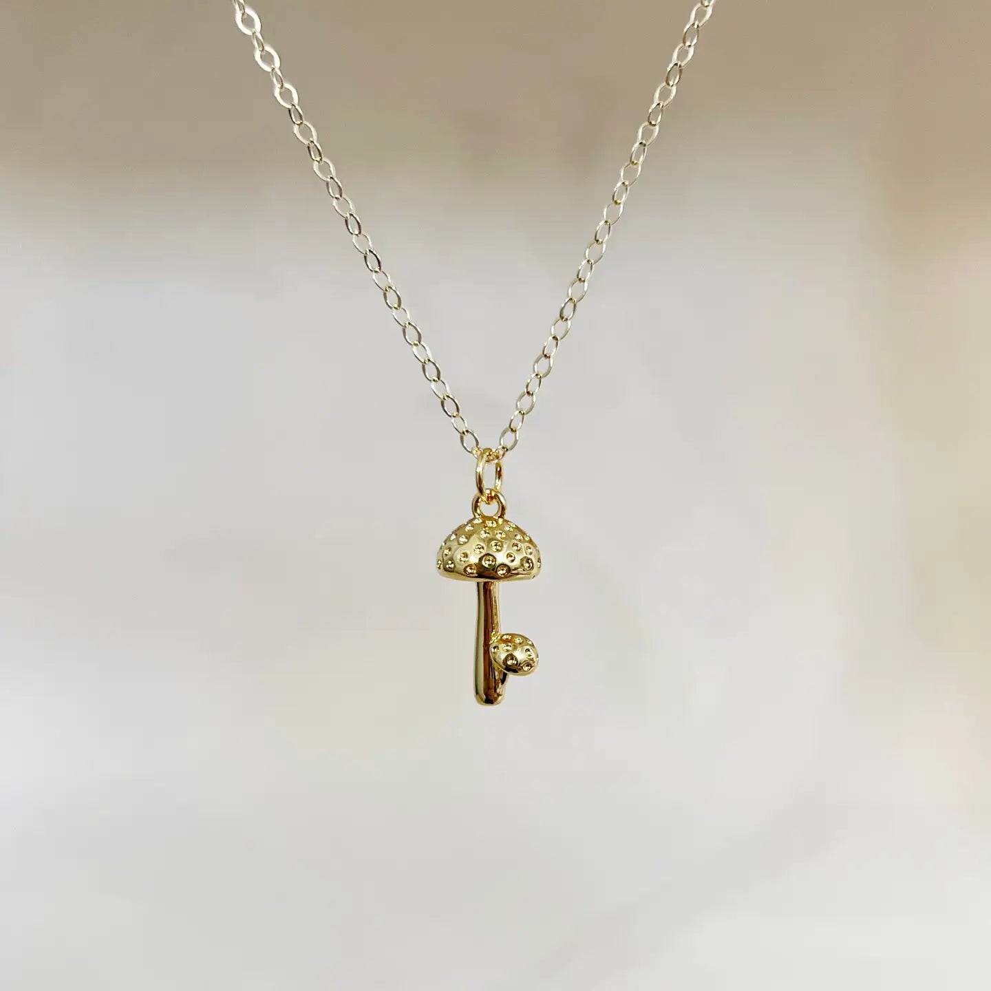 GOLD MUSHROOM charm necklace