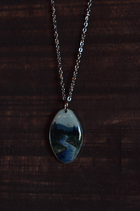 ELWHA RIVER handpainted necklace