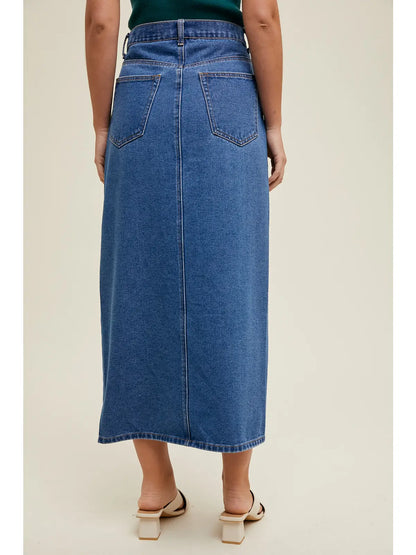 SUNDAY STROLL denim midi skirt