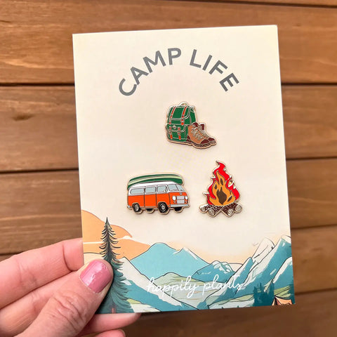 CAMPING enamel pin set