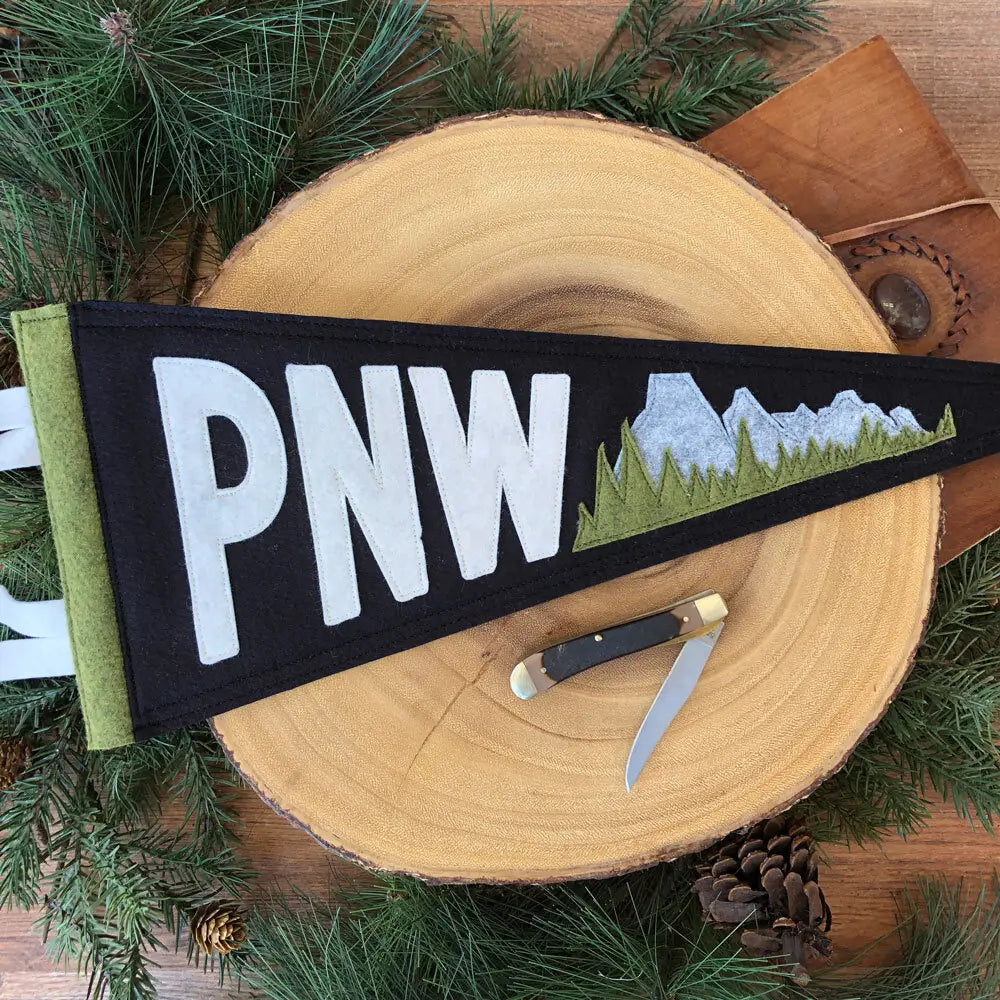 PNW MOUNTAINS handmade pennant