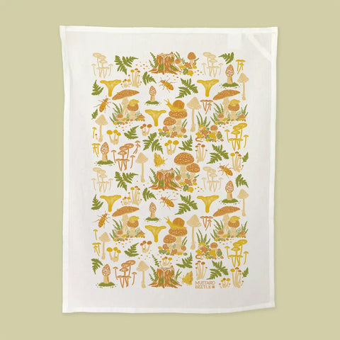 MUSHROOMS tea towel