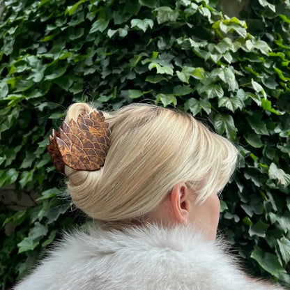 PINECONE hand-painted hair clip