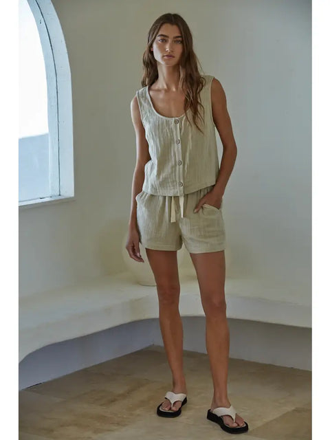 SUNFOLK cotton button tank
