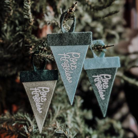 PORT ANGELES mini felt pennant ornament