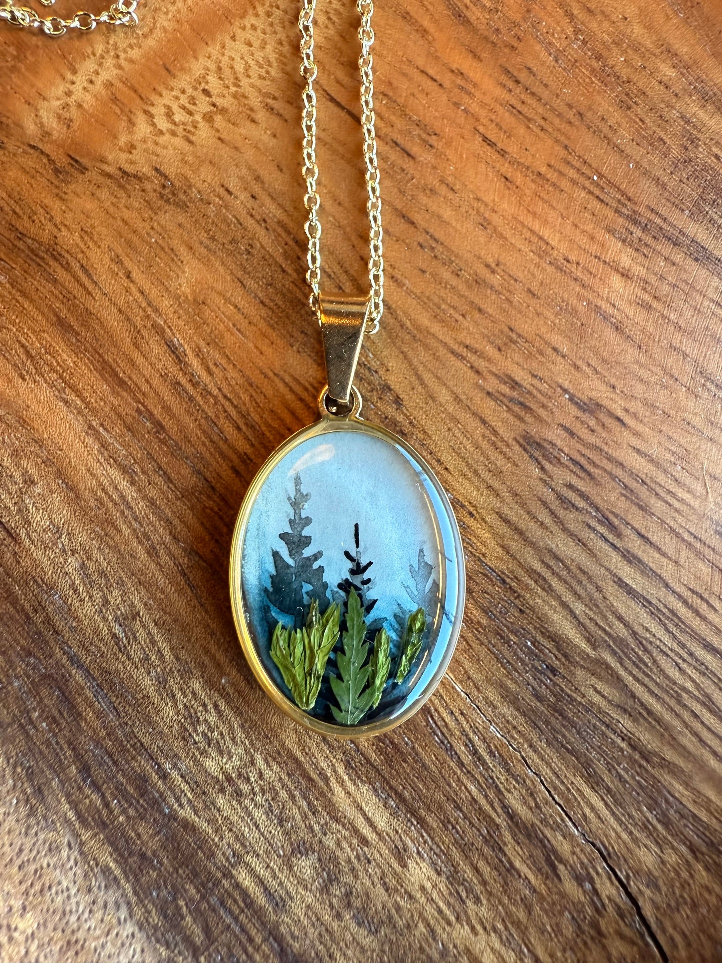 HIGH IN THE TREES handpainted necklace