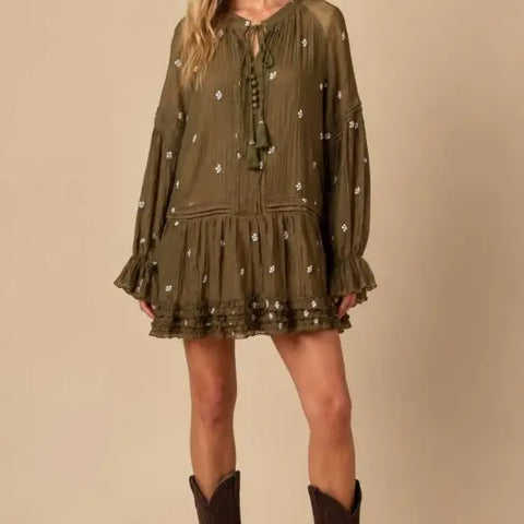 MIDNIGHT MOSS tassel dress