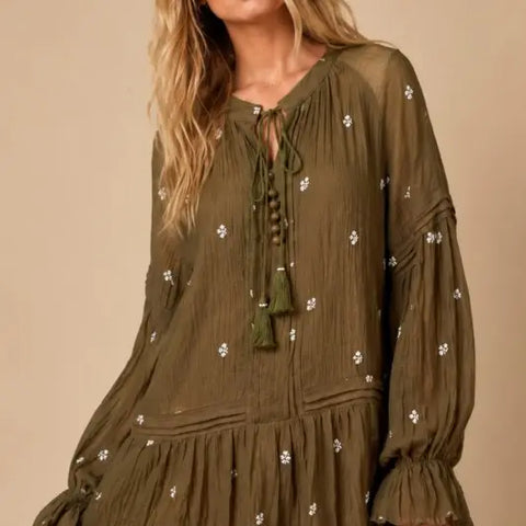 MIDNIGHT MOSS tassel dress