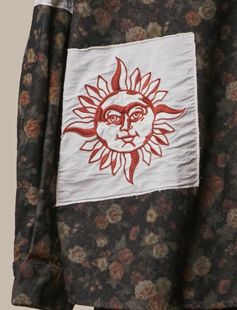MOODY FLORAL patchwork shacket
