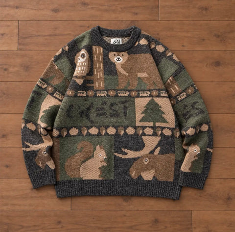 WOODLAND PATCHWORK knit sweater