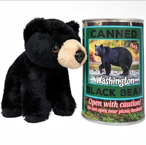 CANNED WASHINGTON BLACK BEAR plushie