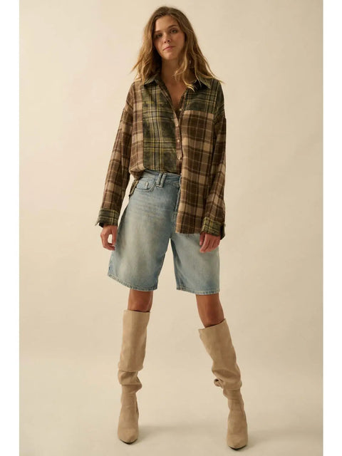 OAK STREET colorblock flannel