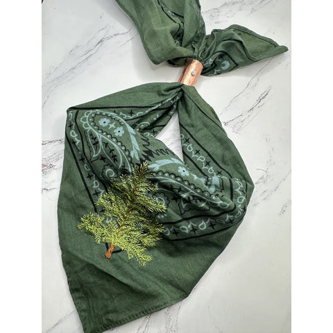 EMBROIDERED EVERGREEN bandana