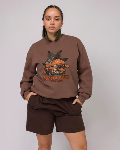 ROOTED IN NATURE embroidered crewneck