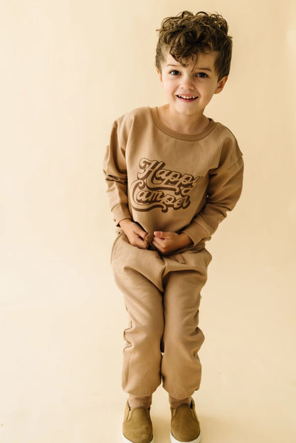 HAPPY CAMPER organic fleece youth crewneck