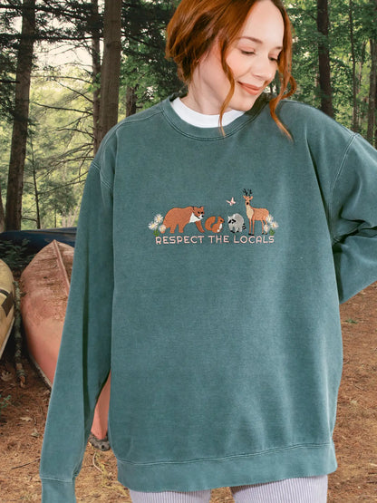 RESPECT THE LOCALS embroidered crewneck