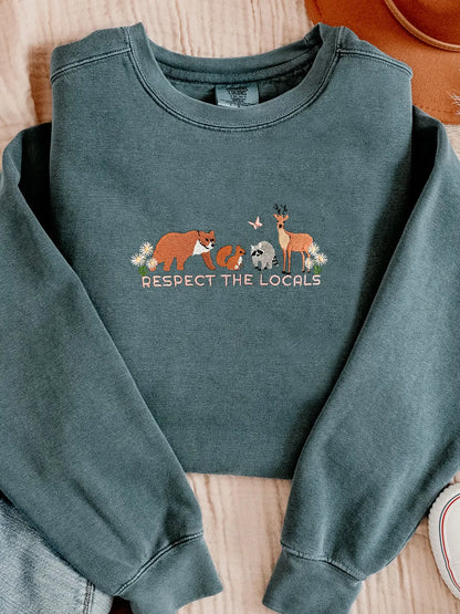 RESPECT THE LOCALS embroidered crewneck