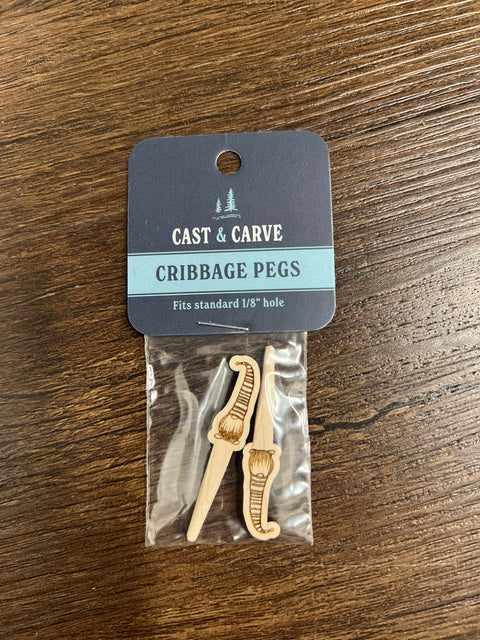 CARVED cribbage pegs