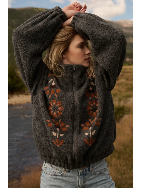 TWILIGHT BLOSSOM embroidered fleece