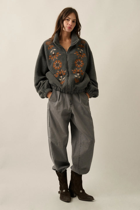TWILIGHT BLOSSOM embroidered fleece