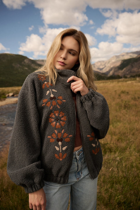 TWILIGHT BLOSSOM embroidered fleece