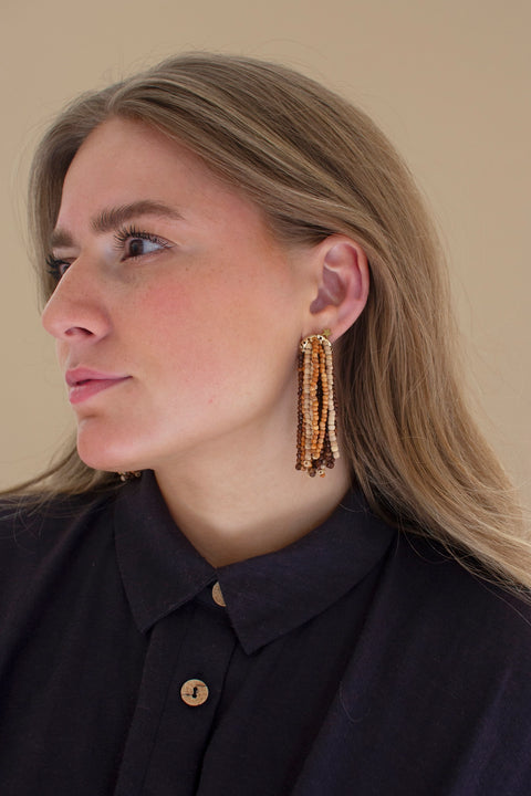 MANGO WOOD beaded earrings