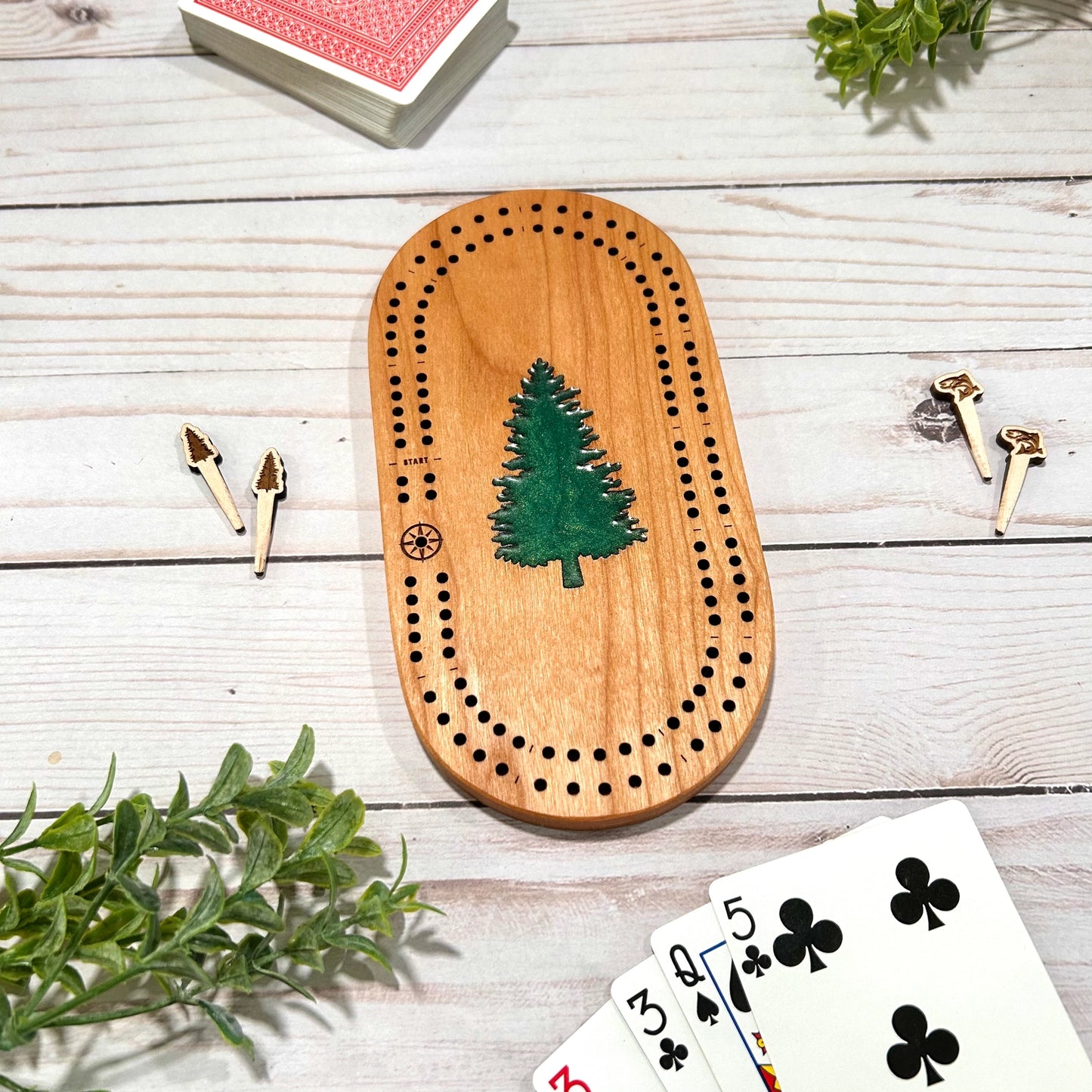 PINE TREE travel cribbage board