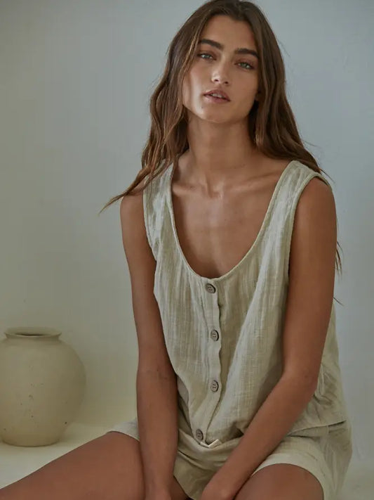 SUNFOLK cotton button tank