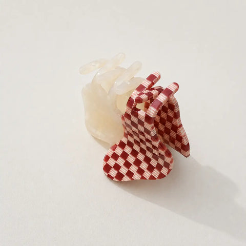 GINGHAM MUSHROOM claw clip