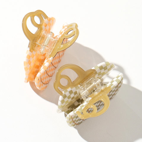 GINGHAM PUMPKIN claw clip
