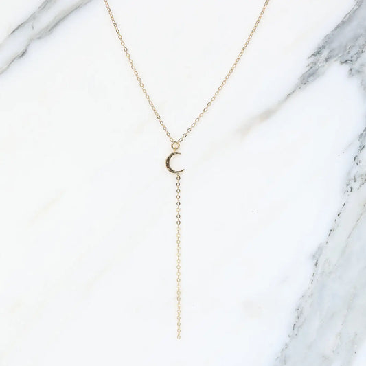 HAMMERED MOON lariat necklace
