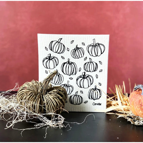 PUMPKINS & LEAVES swedish dishcloth