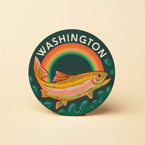 WA RAINBOW TROUT round magnet