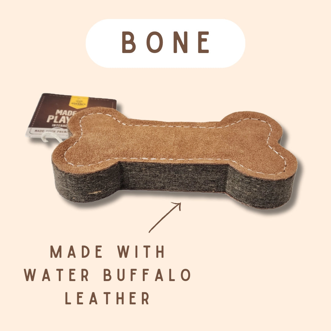 BONE leather dog toy