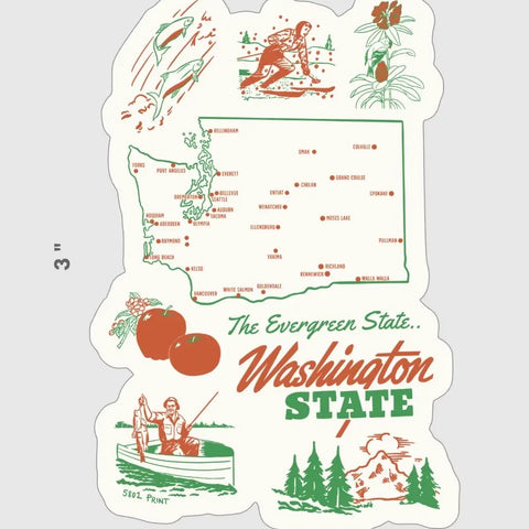 RETRO WASHINGTON MAP sticker