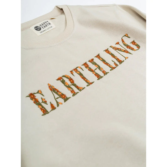 EARTHLING IN BLOOM embroidered crewneck