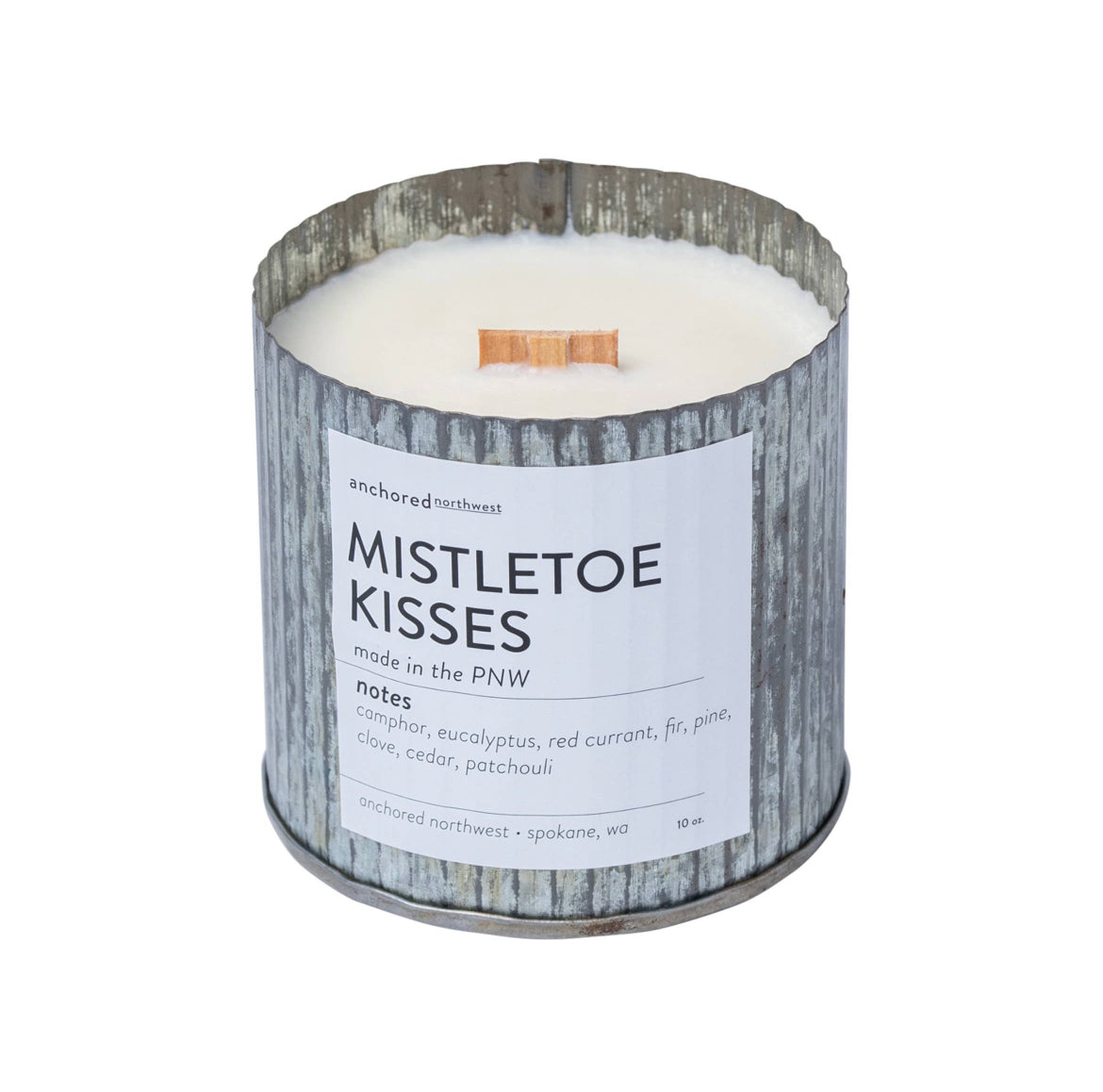 MISTLETOE KISSES rustic tin candle