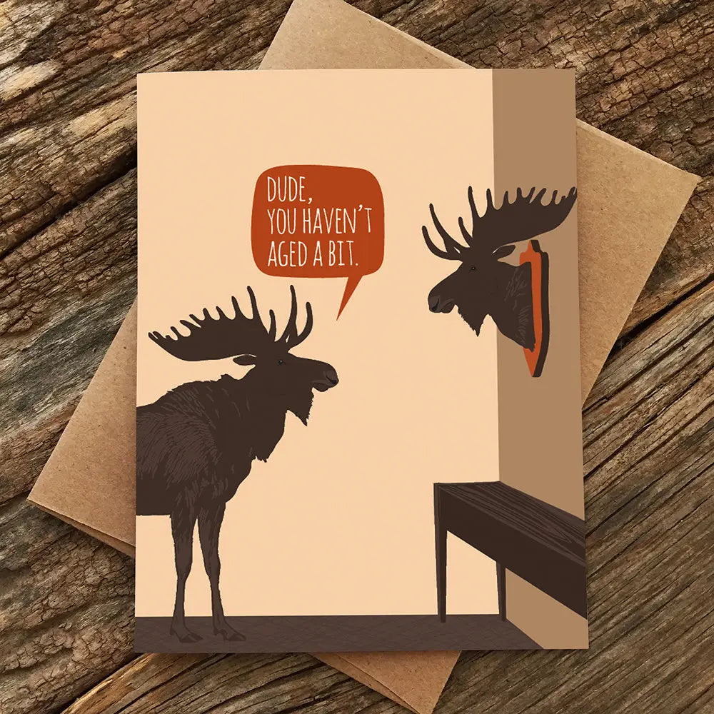 AGED MOOSE TROPHY birthday card